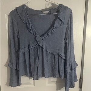 American Eagle Outfitters Blue Ruffle Blouse